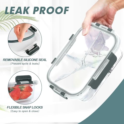 Glass Meal Prep Containers 3 Compartments (5 Count)