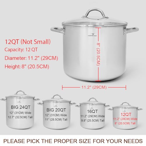 12 Quart LARGE Stock Pot with Glass Lid