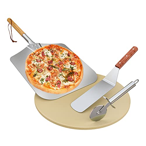 4 pcs Pizza Stone & Peel Set (4 Count)