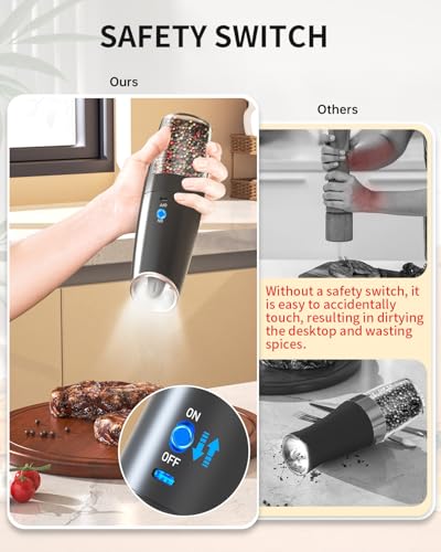 Rechargeable Salt and Pepper Grinder Set Gravity Electric Salt and Pepper Grinder Set (2 Count)