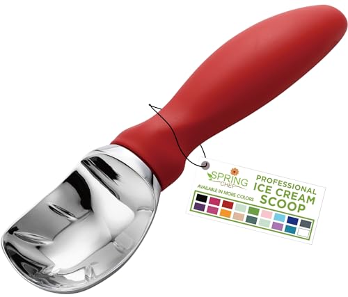Heavy Duty Metal Ice Cream Scoop with Soft Grip Handle