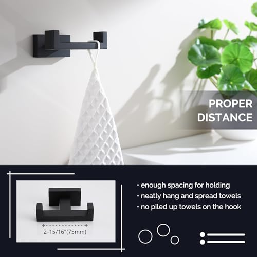 Double Towel Hook Matte Black