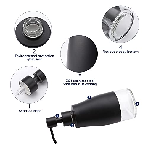 Black Soap Dispenser with Coaster and Stickers