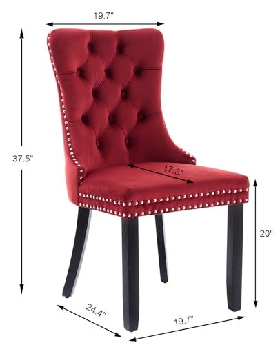 Wine Red Velvet Dining Chairs Set of 2 (2 Count)