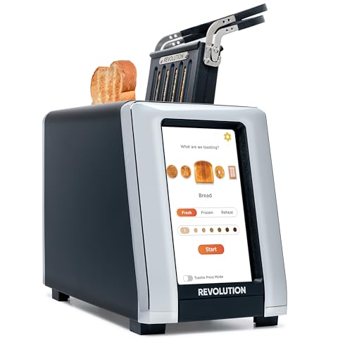 Bundle) R180 Connect Touchscreen Smart Toaster + Toastie Press – Choose from 6 Bread Types, 7 Browning Levels, & Toastie Press Mode (Black, 2-Slice) (2 Count)