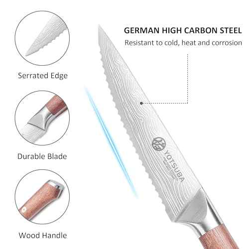 Steak Knives Set of 6 with Full Tang Rosewood Handle (6 Count)