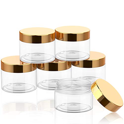 6 Pack 6 oz Plastic Jars Containers with Lids Wide (6 Count)