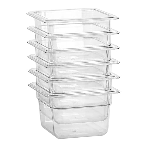 1 6 Size Food Pan 6 Packs 4 Inch Deep Clear Food Storage Containers BPA (6 Count)
