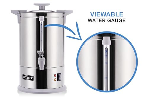 SR-CP-50B Commercial Grade Stainless Steel Percolate Coffee Maker Hot Water Urn for Catering, 50-Cup 8 L, Grey