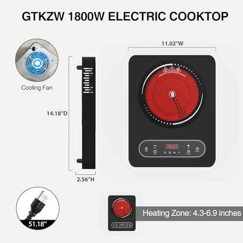 Electric Cooktop 1800W Single Burner Portable Electric Stove 110V Hot Plate