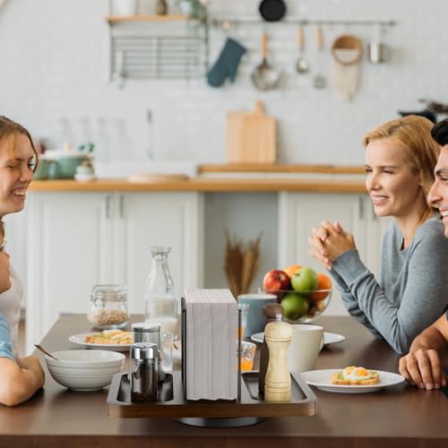 Rotating Napkin Holder for Table with Salt and Pepper Shakers Caddy
