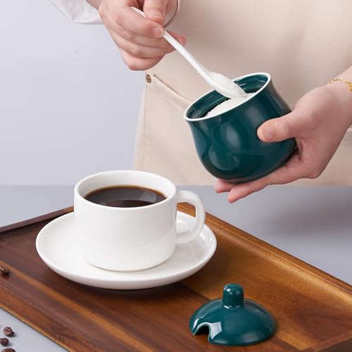 7 OZ Ceramic Sugar Bowl with Lid and Spoon