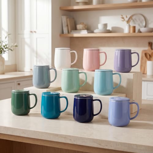 20 OZ Porcelain Tea Mug with Infuser and Lid