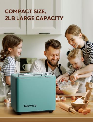 20-in-1 2LB Bread Maker Metal Bread Machine with Dual Heater, Green