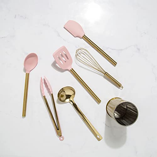 Kitchen Set Tool Crock with Silicone Cooking Utensils