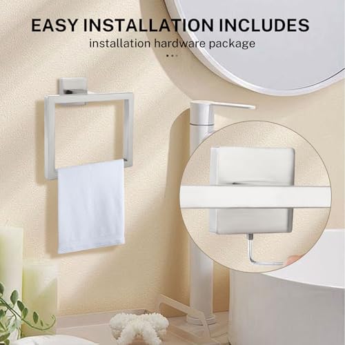 2 Piece Brushed Nickel Square Towel Ring