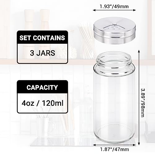 Spice Jar 3 Pack 4 oz Glass Spice Jars with Shaker Lids (3 Count)