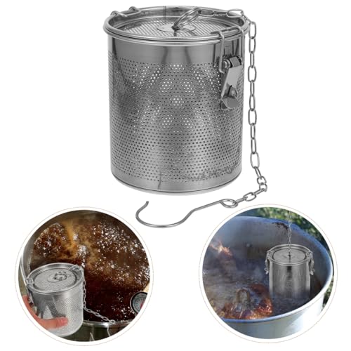 Stainless Steel Soup Seasoning Basket with Fine Mesh Strainer and Long Chain Reusable Spice Bag for Broth Stews and Tea Infusion Easy to Clean 5.11X4.44X4.44In