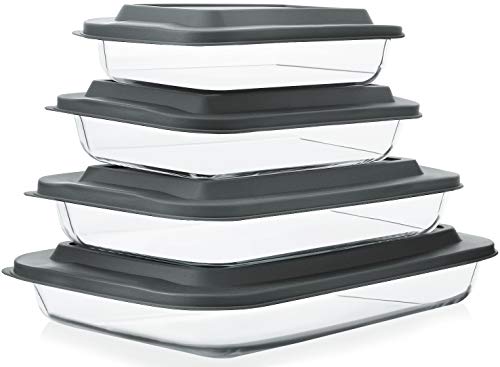 8 Piece Deep Glass Baking Dish with Lids (8 Count)