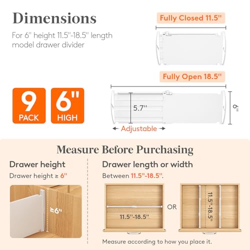6" Tall Drawer Dividers (9 Count)
