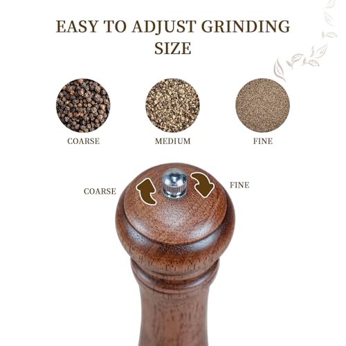 1 Pack 10 Inch tall Wooden Pepper Mill or Salt Mill