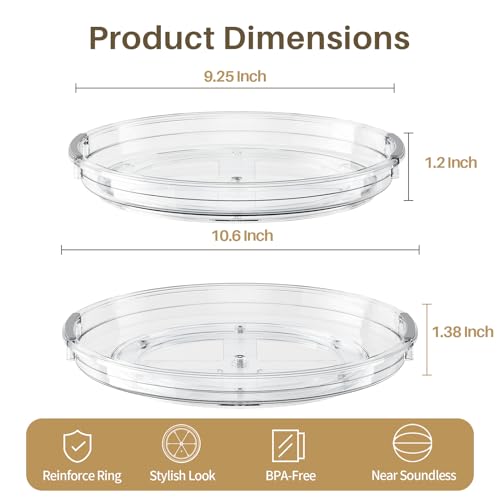 2 Pack Clear Lazy Susan Turntable Organizer for Cabinet (2 Count)