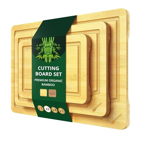 3 Piece Bamboo Cutting Board for Kitchen Butcher Block for Chopping Meat