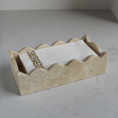 Natural Travertine Guest Towel Holder 9.8" × 4.9" for Bathroom