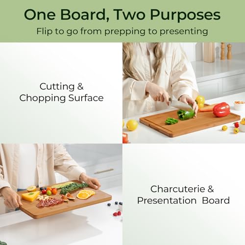 Charcuterie Board Carbonized Bamboo XL With Built