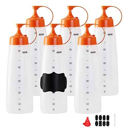 6 Pack 550mI 19 oz Condiment Squeeze Bottles (6 Count)