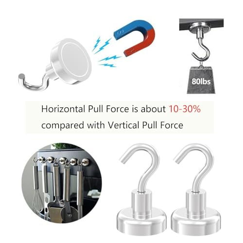 Strong Magnetic Hooks with 1 Inch Dia Magnet Base (12 Count)