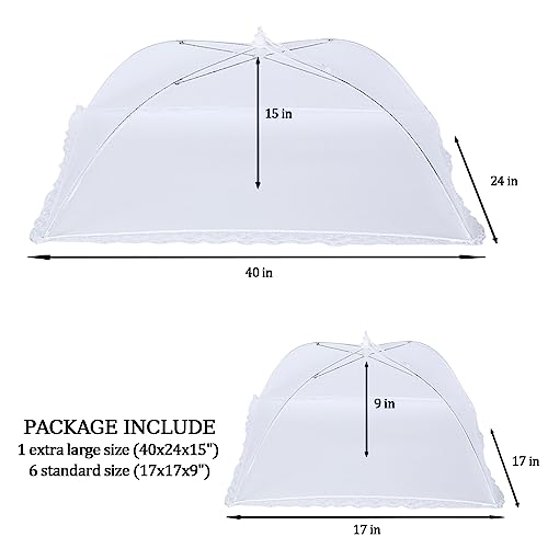 7 Pack Food Covers for Outdoors Mesh Screen Include Food Tents 1 Extra Large (7 Count)