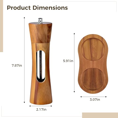 2 Pcs Wooden Salt and Pepper Grinder Set (2 Count)