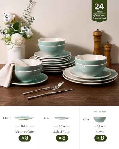 Ceramic Plates and Bowls Sets (24 Count)