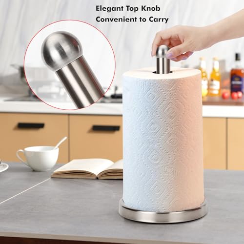 Paper Towel Holder Stand with Sturdy Base Fits Standard and Jumbo Sized Paper Towel