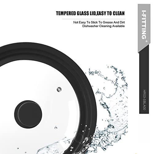 Tempered Glass Universal Cookware Lid Black 1 Pack