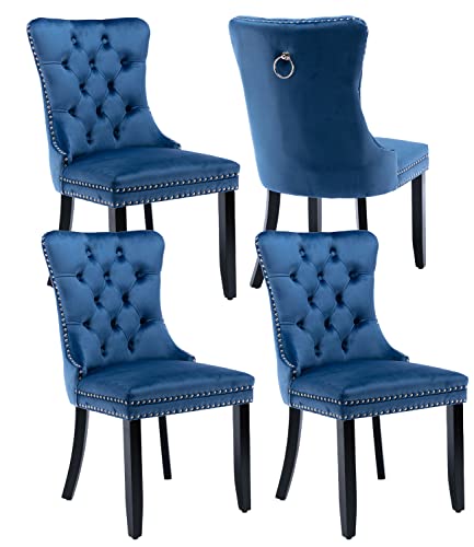 Blue Velvet Dining Chairs Set of 4 (4 Count)