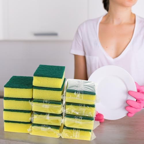 30 Pcs Individually Wrapped Sponges for Airbnb Apartment Green (50 Count)
