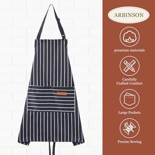 2 Pack Cooking Aprons Adjustable Bib Apron for Women with 2 Pockets (2 Count)