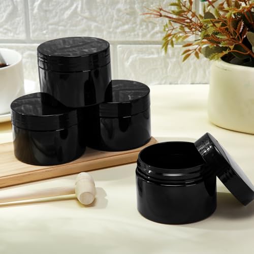 6 Pack 2 oz Plastic Jars Containers with Lids Wide (6 Count)