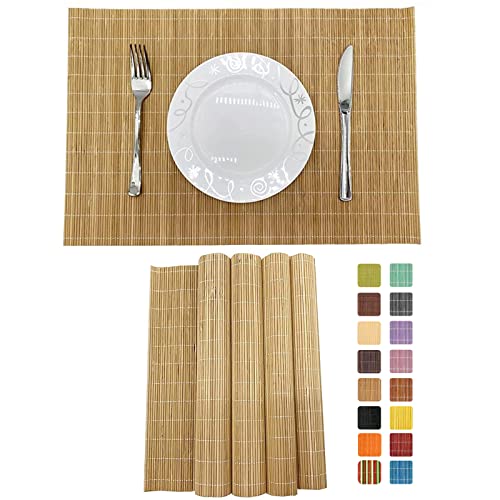 Set of 4 Pcs Bamboo Placemats Sushi Rolling Mat Japanese Style Natural Anti (4 Count)
