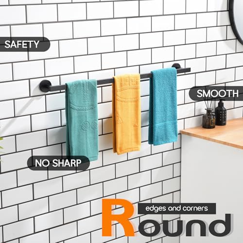 36 Inch Bathroom Towel Bar Bath Towel Rack Kitchen Towel Holder Long Towel Rails Wall Mounted SUS304 Stainless Steel Matte Black AN4001MB
