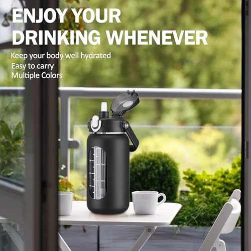 42oz Glass Water Bottles with Straw