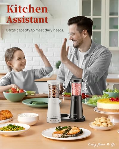Electric Salt and Pepper Grinder Set with Storage Base (2 Count)