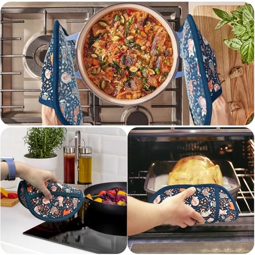 Pot Holders with Transparent Clear Silicone Shell and Nice Cat Flower (2 Count)