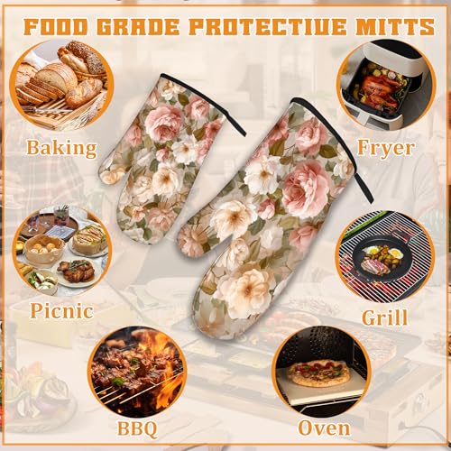 Pink Roses Oven Mitts and Pot Holders Set (4 Count)