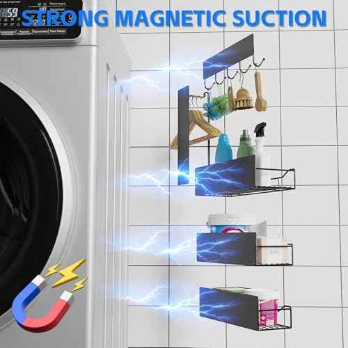 5 Pack Multifunctional Magnetic Shelves for Refrigerator Spice Rack & Washing Machine Organize (5 Count)