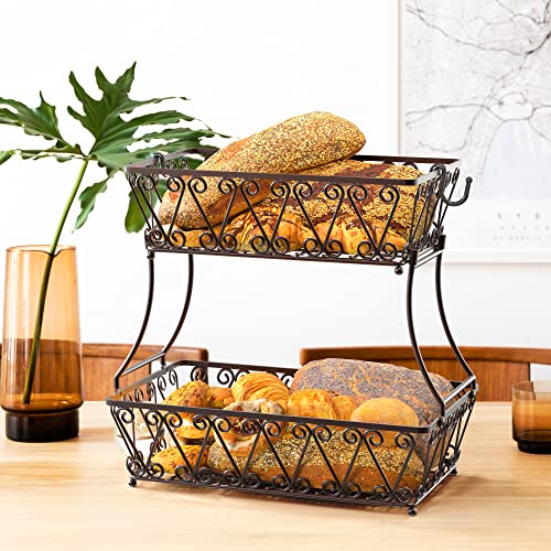 2 Tier Countertop Fruit Basket Bowl Storage (24 Count)
