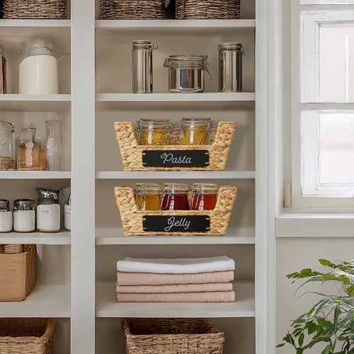 Set of 2 Water Hyacinth Pantry Baskets with Handles (2 Count)
