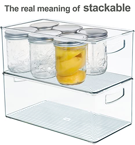 2 Pack Straight Sides Stackable Pantry Organizer Bins for Home Edit (2 Count)
